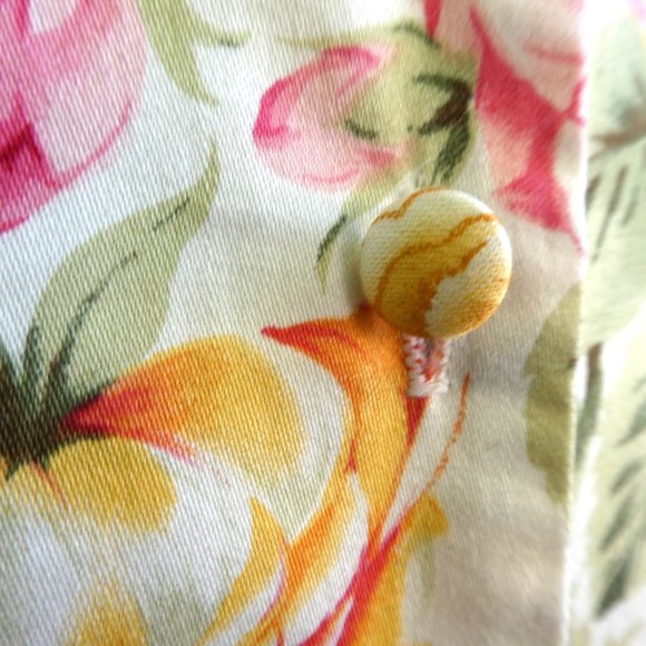 Vintage The J. Peterman Company Floral Maxi Dress Button Front Half Sleeves 14 - Picture 4 of 8